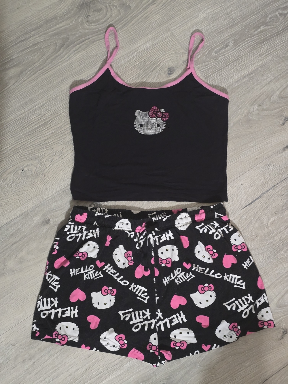 Hello Kitty Black and Pink Two-Piece Pajama Set
